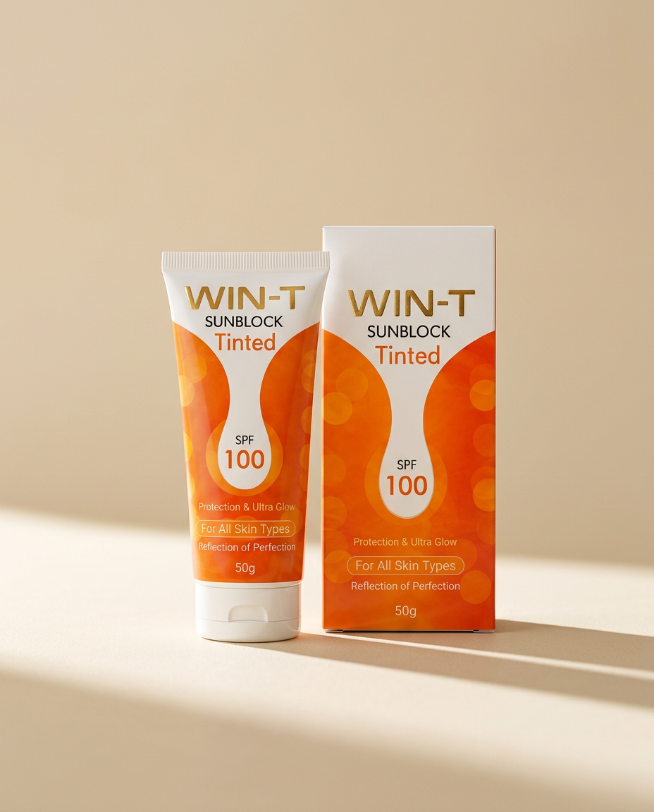 WIN-T SPF 100 Sunblock (Tinted), A tinted SPF 100 sunscreen for daily wear under makeup
