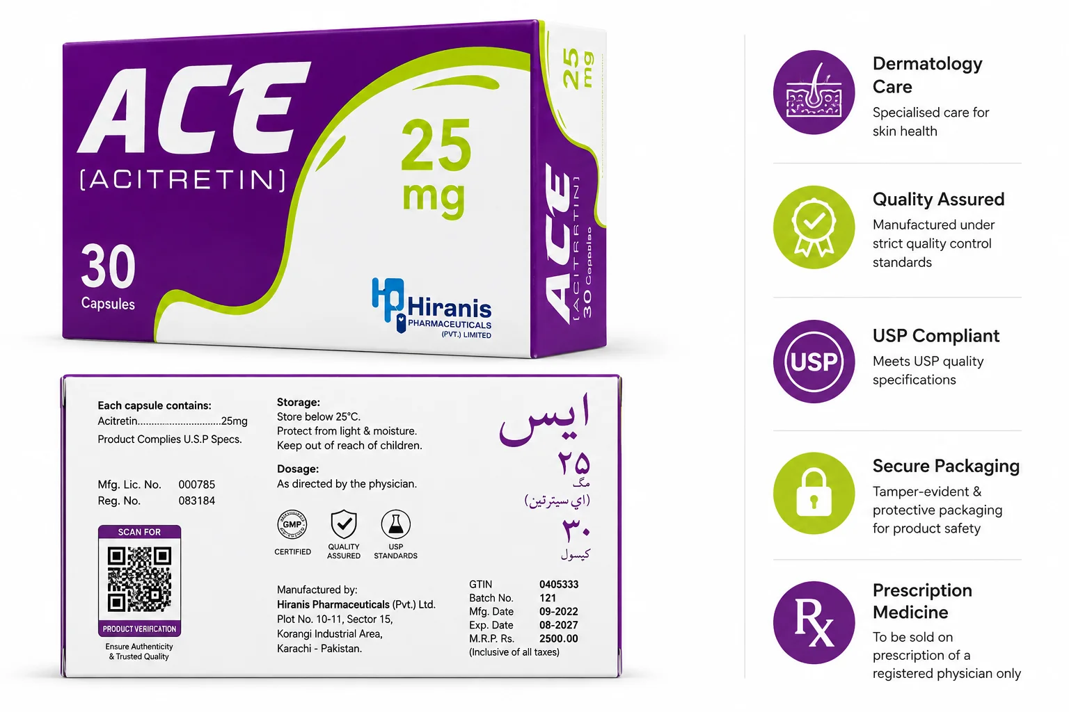 ACE® (Acitretin) 25mg Capsules | Advanced Oral Retinoid Therapy for Severe Psoriasis. - Image 5