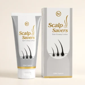 Scalp Savers Hair Creamy Lotion tube and box photographed for premium e-commerce website.